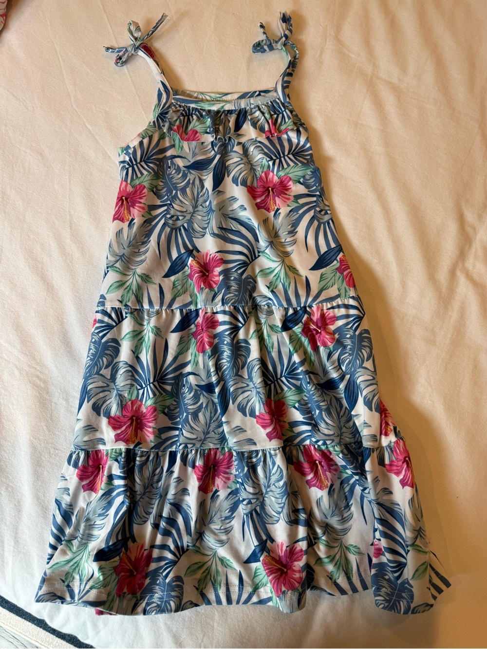 Tommy Bahama Girls Tropical Sundress Size 6 Blue Floral Beach Vacation Dress